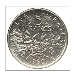 France, 5 francs 1960 Semeuse, argent