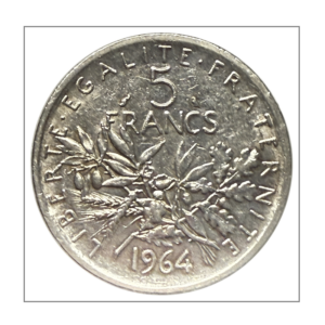 France, 5 francs 1964 Semeuse, argent