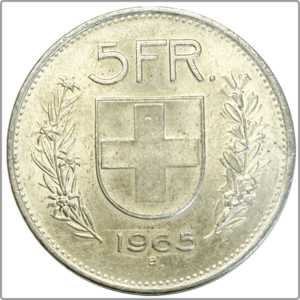 CH-5.00 Francs -1965 (ss+)