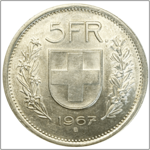 CH-5.00 Francs -1967 (ss+)